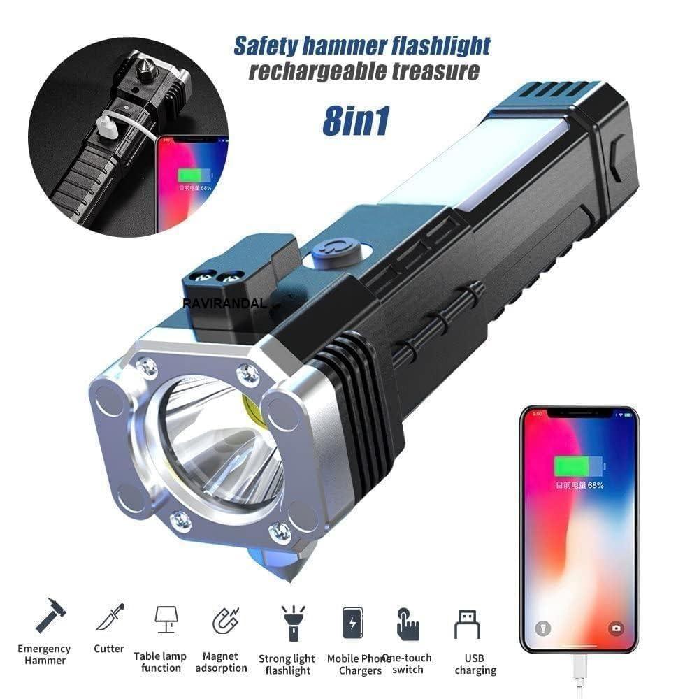 Emzil 8 in 1 Portable Rechargeable Torch LED Flashlight