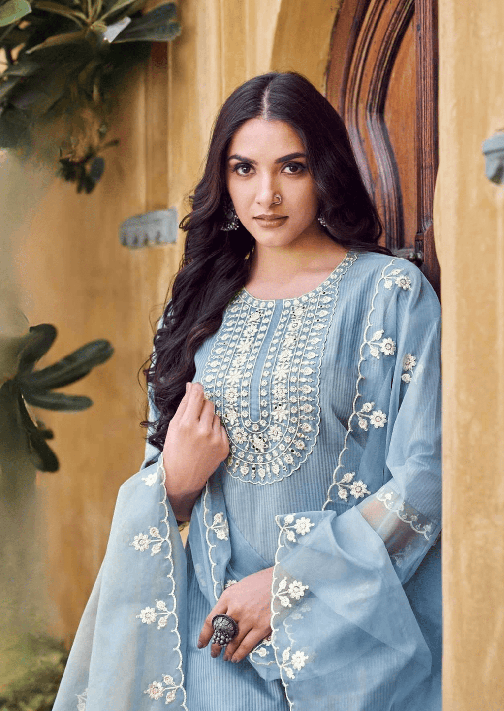 Frosted Blue Vibezz Glam Kurti Set