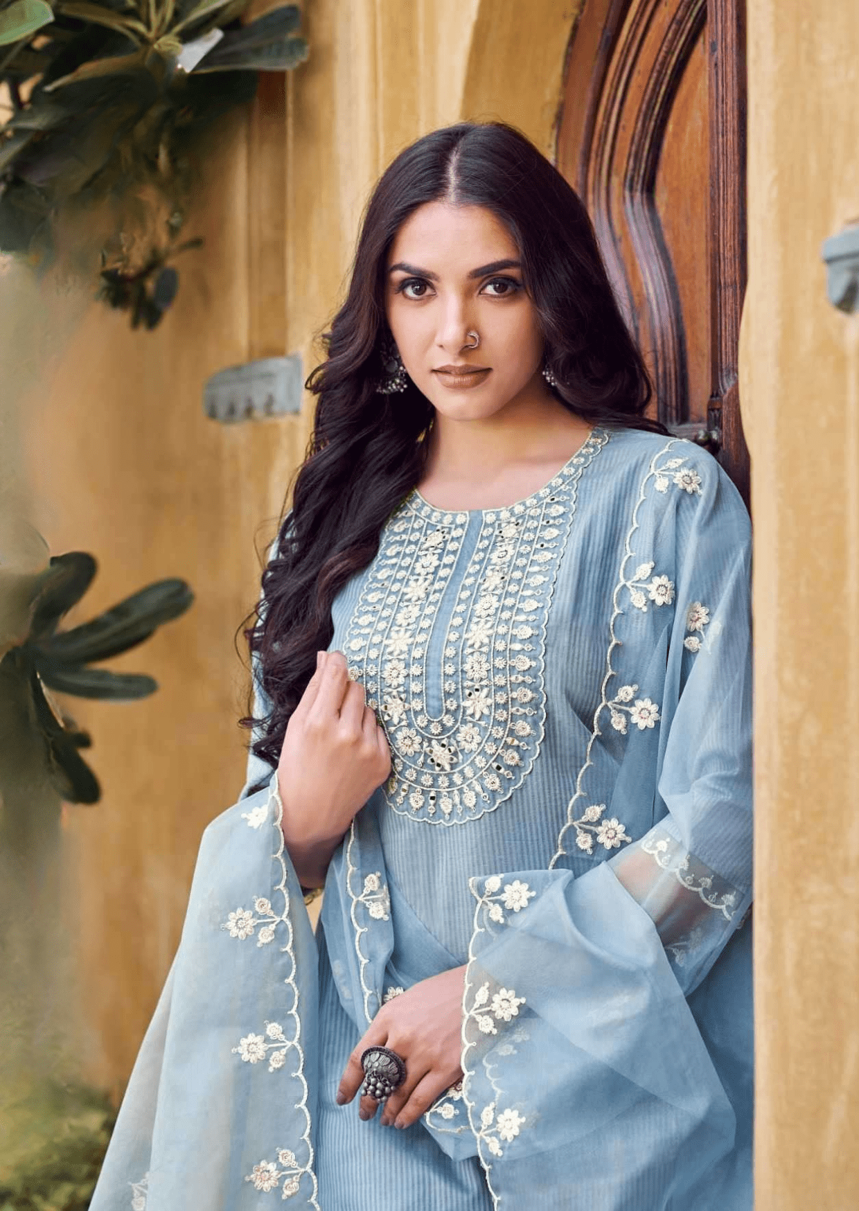 Frosted Blue Vibezz Glam Kurti Set